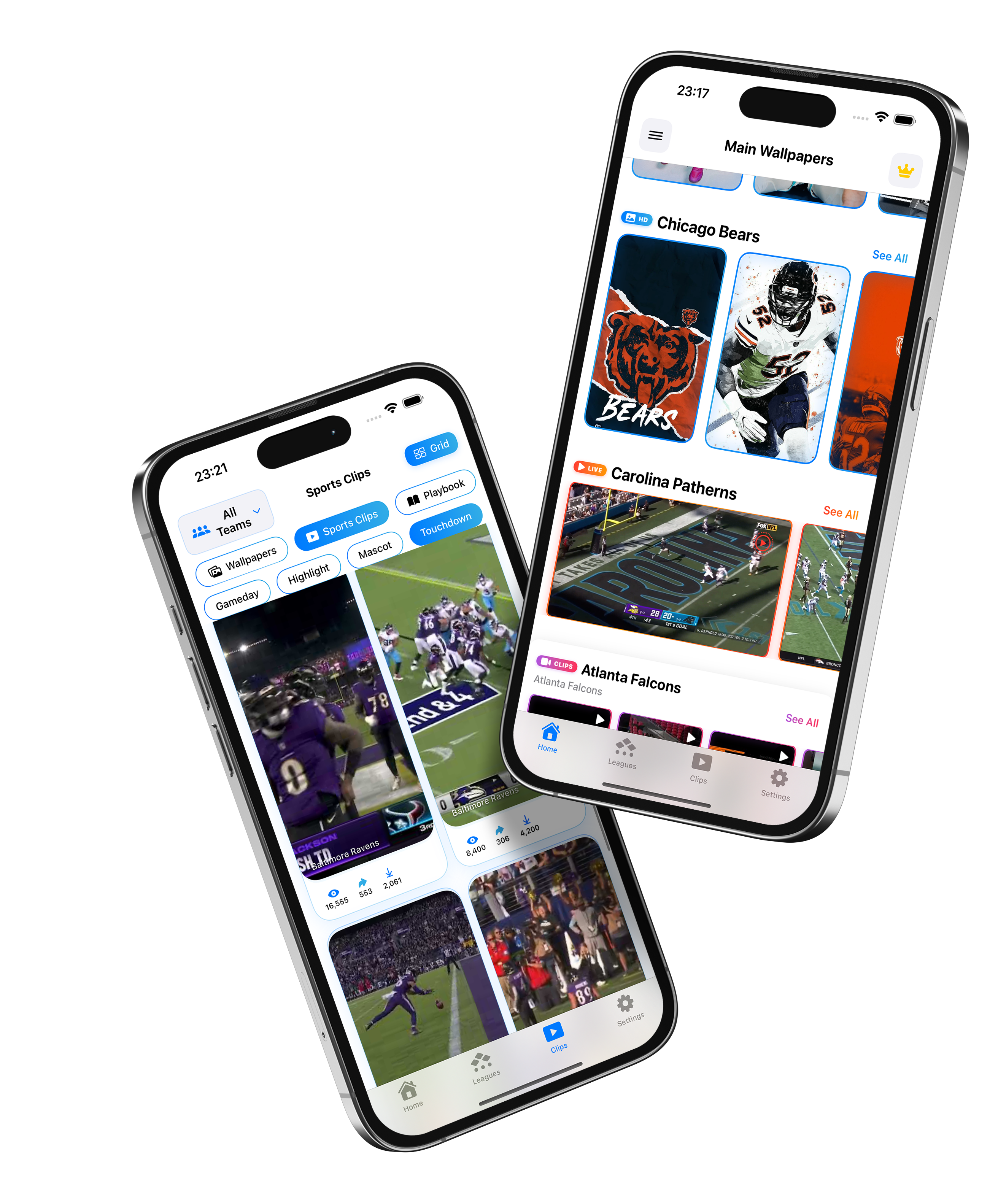 App screenshot showing Apple Watch faces and sports highlights